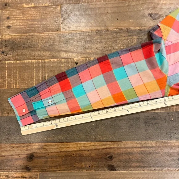 J. Crew Lightweight Colorful Plaid Button-Up Women’s Shirt - Picture 9 of 9